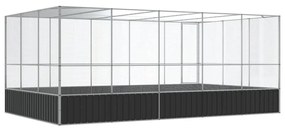 Aviário com extensão 518x307x212 cm aço prateado