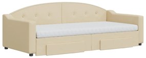 Sofá-cama com gavetão e gavetas 90x200 cm tecido cor creme