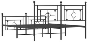 Estrutura de cama com cabeceira e pés 150x200 cm metal preto