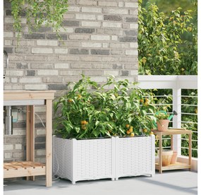 Jardineiras vidaXL com sistema de irrigação por água 2 pcs Branco