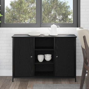 vidaXL Aparador Carvalho Preto 100x35x70 cm Madeira Engenharia e Aço