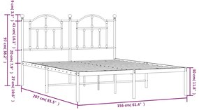 Estrutura de cama com cabeceira 150x200 cm metal branco