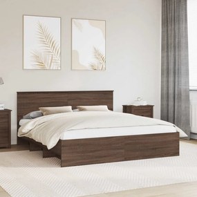 vidaXL Estrutura da Cama com cabeceira Carvalho Marrom 180 x 200 cm