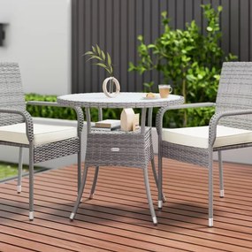 Mesa jardim Polyrattan redonda Ø60cm cinzenta