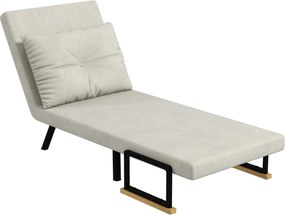Poltrona convertível 4 em 1 63 L x 73 P x 81 A cm, cama individual, encosto com 5 posições, braços em madeira com almofada, tecido com efeito de velud