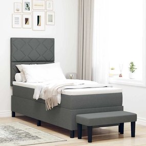 vidaXL Cama Box Spring com Colchão e Banco Cinza Escuro 80x200 cm Tecido