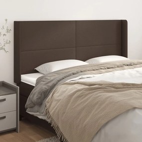 vidaXL Cabeceira cama c/ abas couro artif. 163x16x118/128 cm castanho