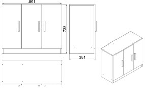Armário Multiusos VO5 – Nogueira/Antracite – 89,1x73,8x38,1 cm