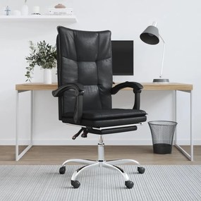 vidaXL Cadeira de escritório reclinável couro artificial preto