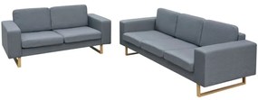 273815 vidaXL Conjunto sofá de 3 lugares e 2 lugares cinzento claro