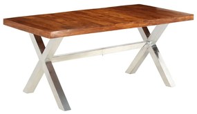Mesa jantar madeira maciça c/ acabamento sheesham 180x90x76 cm