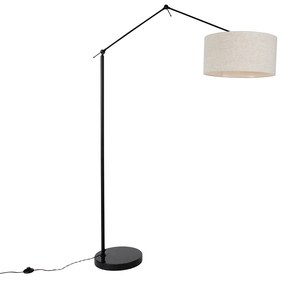 Candeeiro de pé preto com cúpula cinzento claro 50 cm ajustável - Editor Design,Moderno