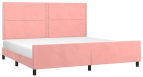 Estrutura de cama c/ cabeceira 200x200 cm veludo rosa