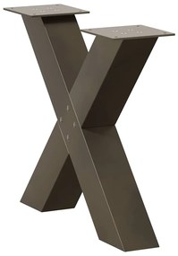 Pés para mesa de centro em formato de X, 2 peças, aço natural, 60x (42