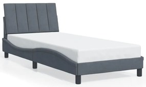 Estrutura de cama c/ luzes LED 90x200 cm veludo cinza-escuro