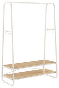 Cabideiro de roupas industrial com prateleiras e ganchos | VASAGLE | 100 x 45 x 160 cm | branco | RGR112W09.