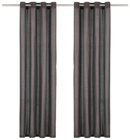 vidaXL Cortinas c/ argolas de metal 2 pcs algodão 140x245 cm antracite