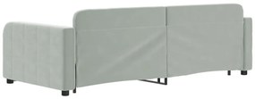 Sofá-cama com gavetão 90x200 cm veludo cinzento-claro