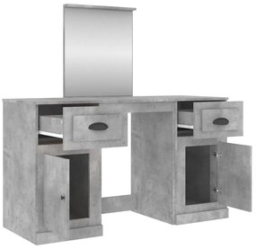 Toucador com espelho 130x50x132,5 cm cinzento cimento