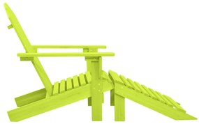 Cadeira Adirondack para jardim com otomano abeto maciço verde