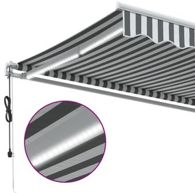 Toldo retrátil automático com LED 500x350 cm antracite/branco