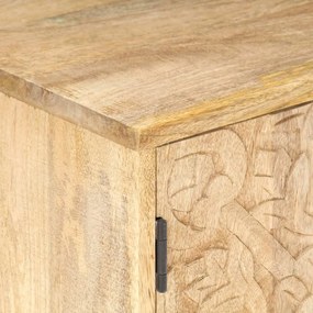 Mesa cabeceira esculpida 40x30x50 cm madeira mangueira maciça