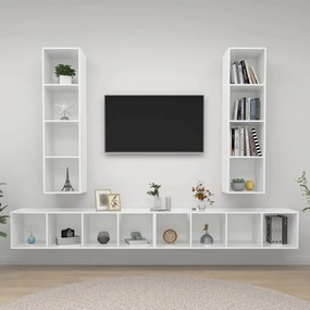 vidaXL Armários de parede TV 4 pcs derivados madeira branco brilhante