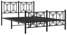 Estrutura de cama com cabeceira e pés 140x200 cm metal preto