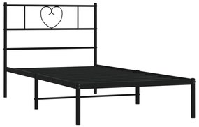 Estrutura de cama com cabeceira 75x190 cm metal preto