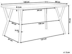 Mesa de jantar castanha clara com preto 140 x 80 cm BRAVO Beliani