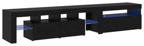 Armários para TV vidaXL 2 pcs com Luzes LED Carvalho Preto Madeira Eng