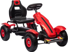 HOMCOM Kart a Pedais para Crianças com Assento Ajustável Pneus de Goma Travão de Mão para Crianças de 5-12 Anos 121x58x61 cm Vermelho | Aosom Portugal