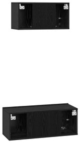 Conjunto de móvel de TV 2 pcs Carvalho preto 80 x 30 x 30 cm