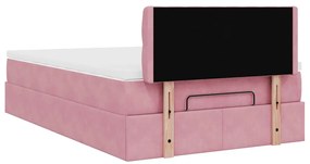 Estrutura de cama otomana com colchão 120x200 cm veludo rosa
