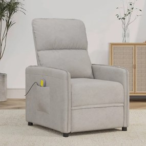 vidaXL Poltrona de massagens tecido de microfibra cinza-claro