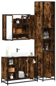 vidaXL 3 pcs conjunto de móveis WC madeira processada carvalho fumado