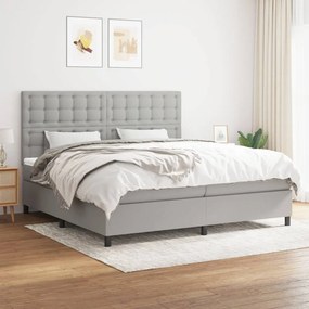 vidaXL Cama com molas/colchão 200x200 cm tecido cinza-claro