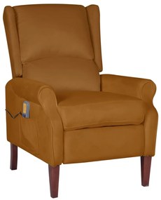 329298 vidaXL Poltrona de massagens reclinável veludo castanho