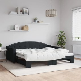 Sofá-cama com gavetão 90x190 cm tecido preto