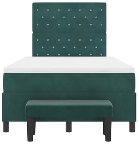Cama Box Spring com Colchão e Banco Verde Escuro 120x200 cm Veludo