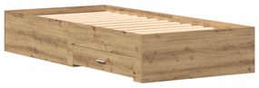 Cama vidaXL Artisan Carvalho 100x200 cm Madeira de engenharia
