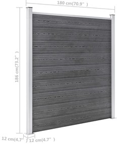 Painel de vedação para jardim 526x186 cm WPC cinzento