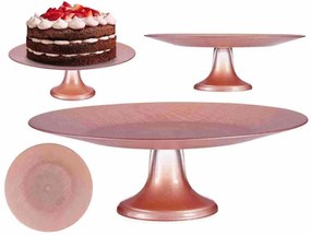Prato de Bolo com pé em Vidro Rosa