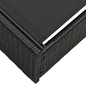 Espreguiçadeira Preta 60x200x27 cm Rattan Sintético