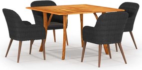vidaXL 5 pcs conjunto de jantar para jardim preto