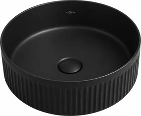 Mexen Grovo lavatório de bancada frisado 39 x 39 cm, preto mate - 22303985
