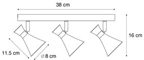 Foco de teto moderno preto ajustável de 3 luzes - Triangle Moderno