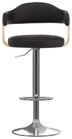 Bancos de bar 2 pcs madeira curvada e couro artificial preto