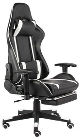 vidaXL Cadeira de gaming giratória com apoio de pés PVC branco
