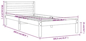 Cama sem colchão 100x200 cm pinho maciço castanho-mel